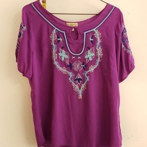 live and let live fuchsia & turquoise blouse